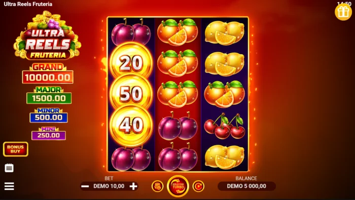 Ultra Reels Fruteria - Hauptspielbildschirm 3 mal 5